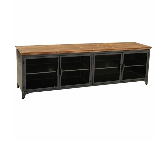 Conforama Cajonera multiusos Alexandra House Living Marrón Gris Madera Metal Vidrio 41 x 50 x 161 cm