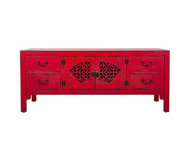 Conforama Cajonera Multiusos Alexandra House Living Rojo Madera De Abeto Madera MDF 40 X 50 X 120 Cm