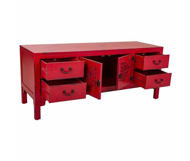Conforama Cajonera Multiusos Alexandra House Living Rojo Madera De Abeto Madera MDF 40 X 50 X 120 Cm