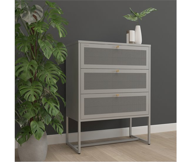 Conforama Cajonera Sund Con 3 Cajones Acero 105x80x40cm - Gris [en.casa]