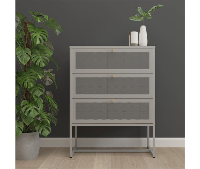 Conforama Cajonera Sund Con 3 Cajones Acero 105x80x40cm - Gris [en.casa]