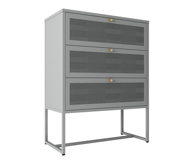 Conforama Cajonera Sund con 3 cajones acero 105x80x40cm - Gris [en.casa]