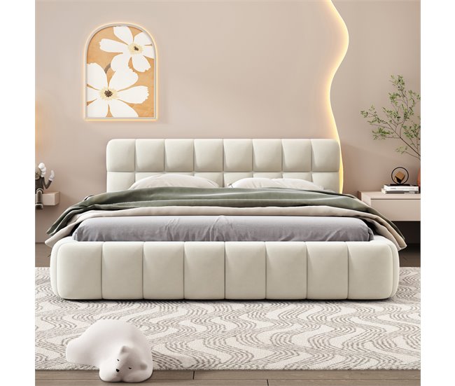 Conforama Cama 160 X 200 Cm Cama Juvenil Cama De Matrimonio Cama Plana Lino Beige