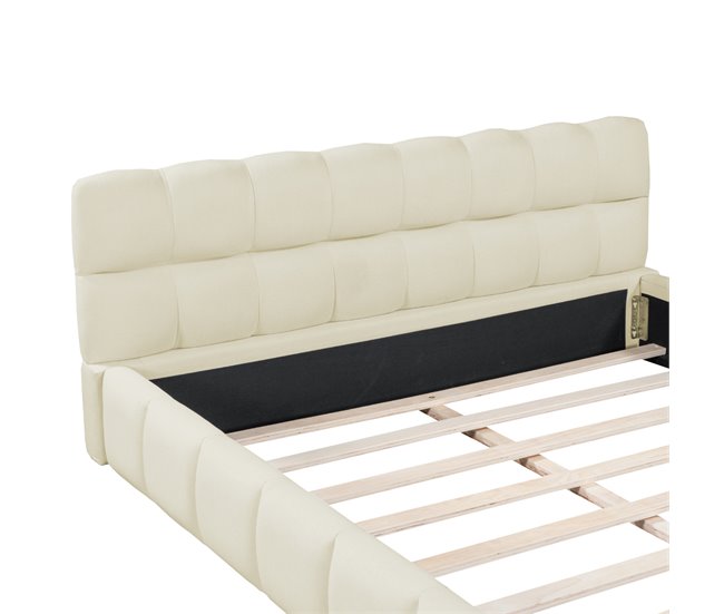 Conforama Cama 160 X 200 Cm Cama Juvenil Cama De Matrimonio Cama Plana Lino Beige