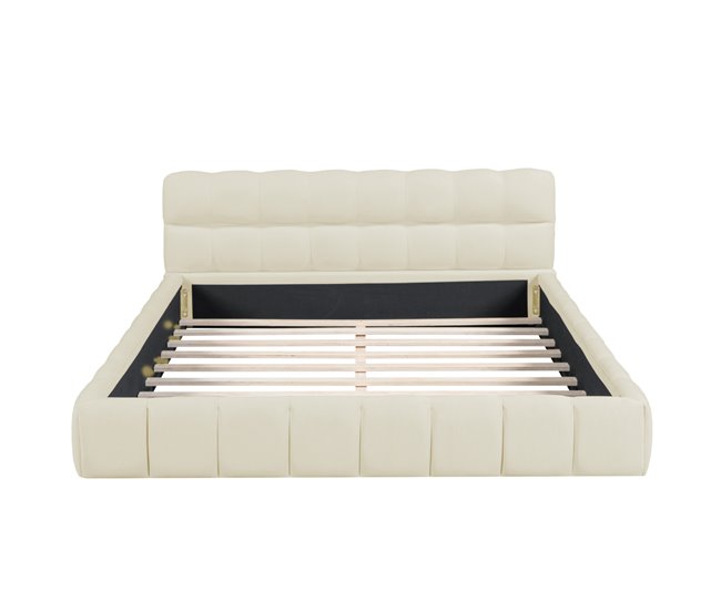 Conforama Cama 160 x 200 cm cama juvenil cama de matrimonio cama plana lino beige