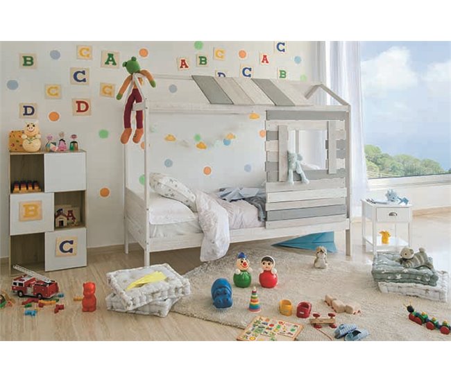 Conforama Cama 90 X 190cm Modelo CABANA Blanca/gris