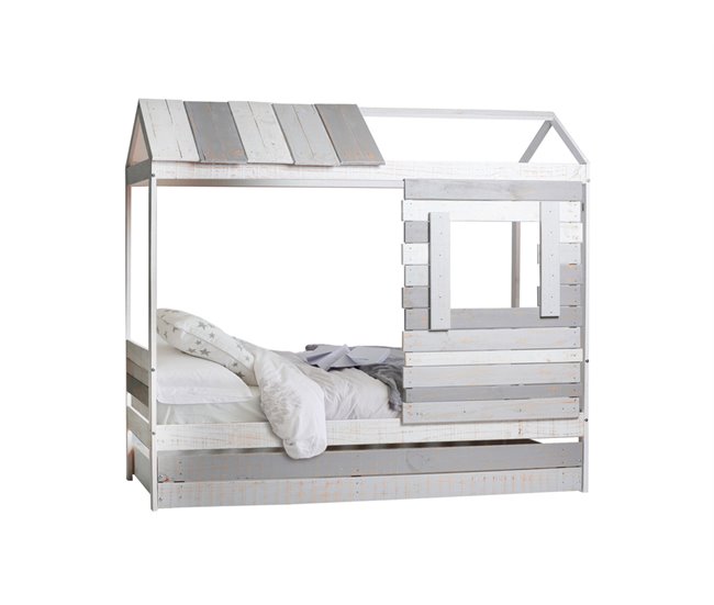 Conforama Cama 90 x 190cm modelo CABANA blanca/gris