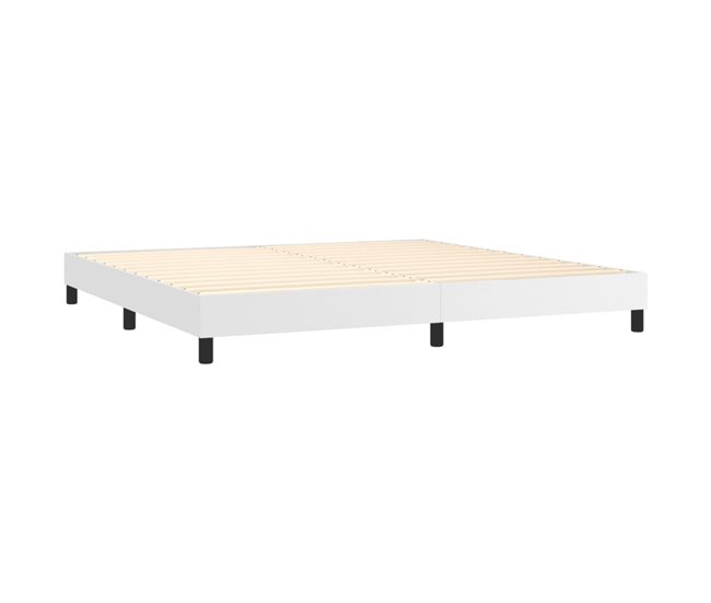 Conforama Cama Box Spring Con Colchón Cuero Sintético Blanco 200x200 Cm Liso Con Clavos