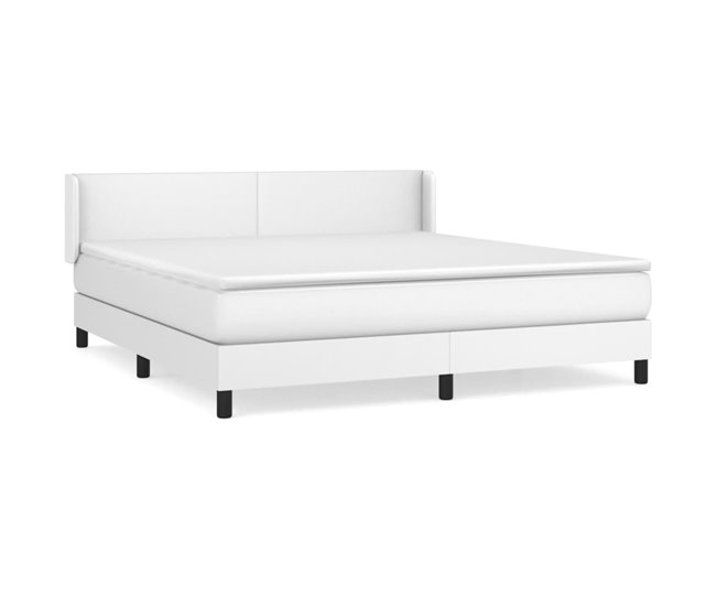 Conforama Cama box spring con colchón cuero sintético blanco 180x200 cm Diseño plano