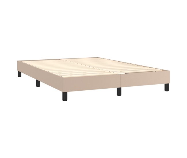 Conforama Cama Box Spring Con Colchón Cuero Sintético Capuchino 140x200cm Diseño Plano