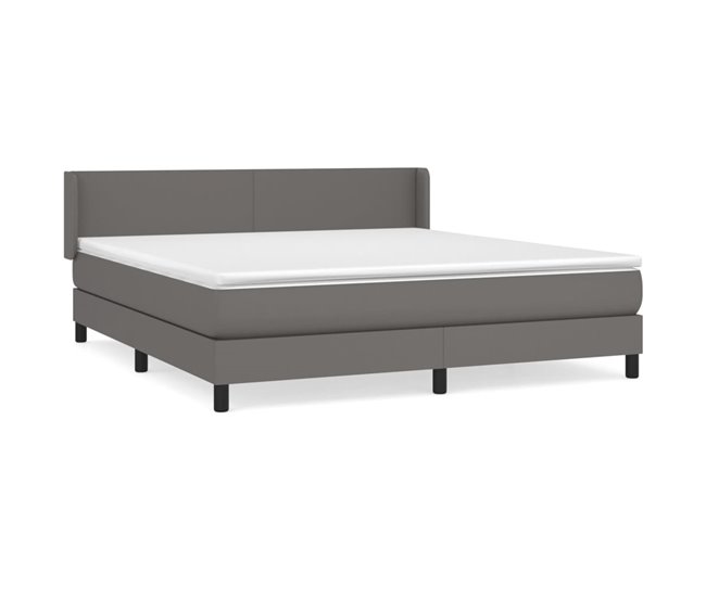 Conforama Cama box spring con colchón cuero sintético gris 160x200 cm Diseño plano