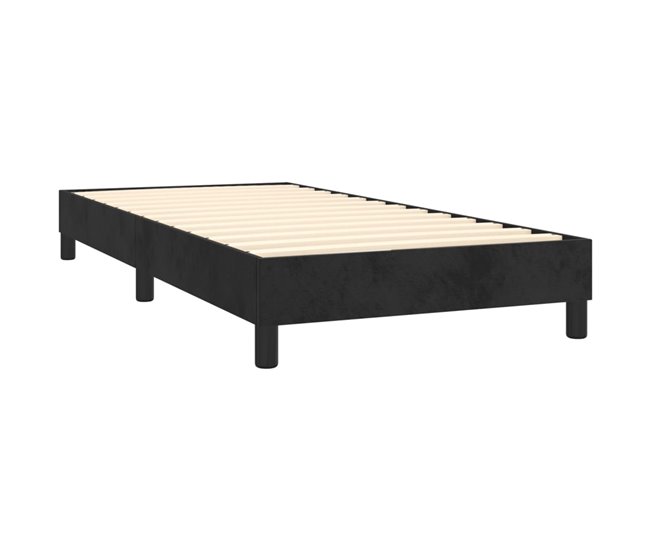 Conforama Cama Box Spring Con Colchón Cuero Sintético Negro 90x190 Cm Diseño De Botones