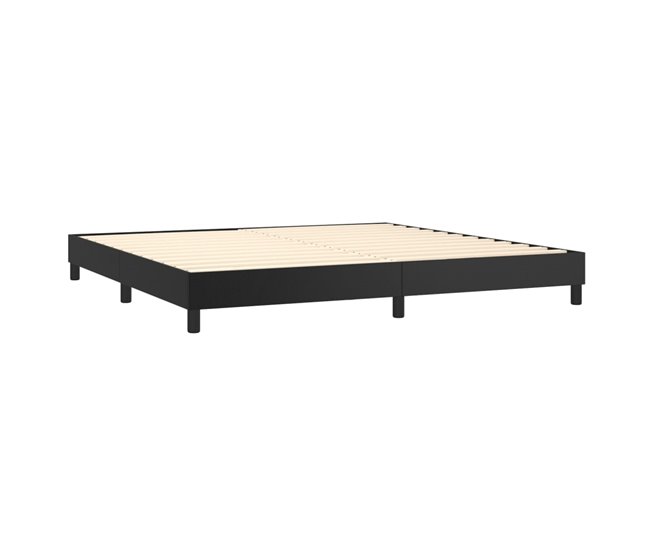 Conforama Cama Box Spring Con Colchón Cuero Sintético Negro 200x200 Cm Diseño Plano