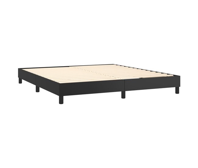 Conforama Cama Box Spring Con Colchón Cuero Sintético Negro 180x200 Cm Diseño Plano