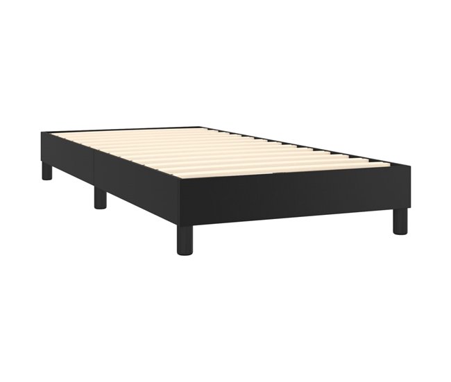 Conforama Cama Box Spring Con Colchón Cuero Sintético Negro 80x200 Cm Diseño Plano