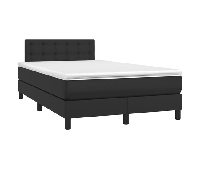 Conforama Cama Box Spring Con Colchón Cuero Sintético Negro 120x200 Cm Botones