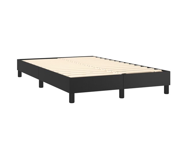 Conforama Cama Box Spring Con Colchón Cuero Sintético Negro 120x200 Cm Diseño Plano