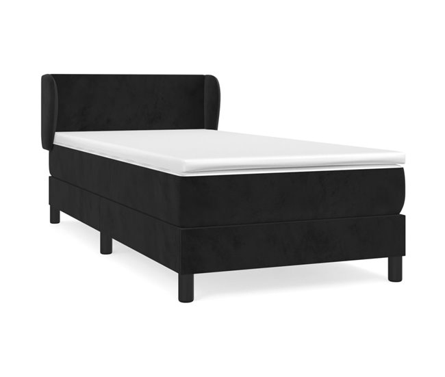 Conforama Cama box spring con colchón cuero sintético negro 90x190 cm Diseño plano