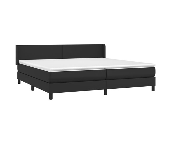 Conforama Cama Box Spring Con Colchón Cuero Sintético Negro 200x200 Cm Diseño Plano