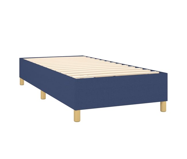 Conforama Cama Box Spring Con Colchón Tela Azul 100x200 Cm Botones