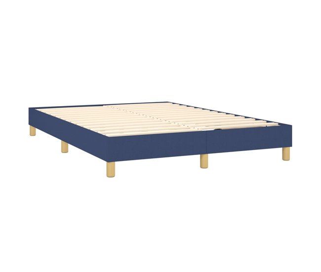 Conforama Cama Box Spring Con Colchón Tela Azul 140x190 Cm Bloques Con Cuadros