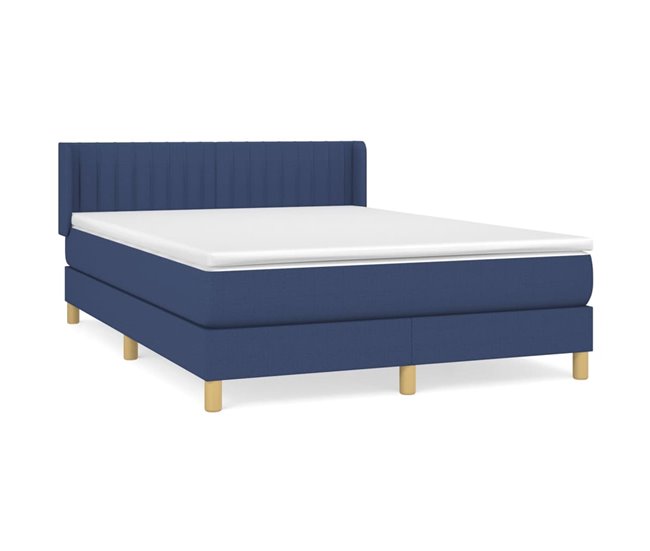 Conforama Cama box spring con colchón tela azul 140x190 cm Rayas verticales