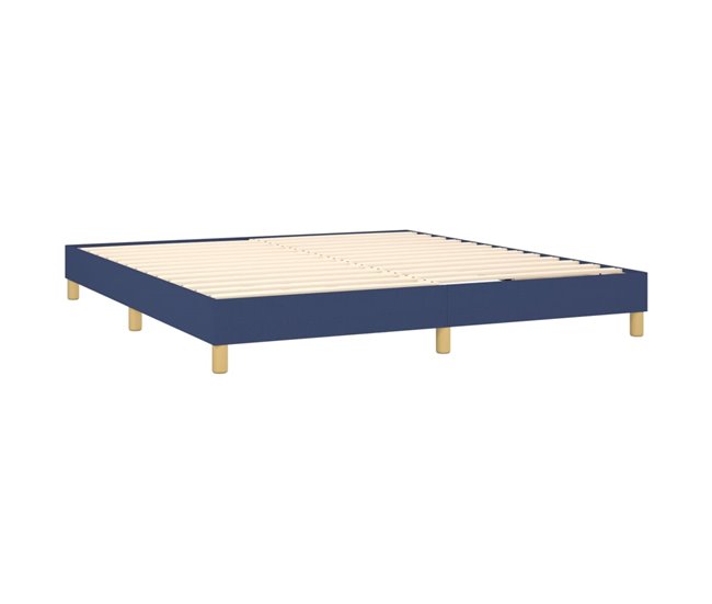Conforama Cama Box Spring Con Colchón Tela Azul 160x200 Cm Botones
