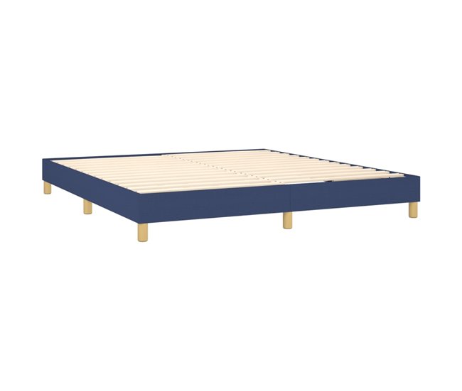 Conforama Cama Box Spring Con Colchón Tela Azul 160x200 Cm Diseño De Botones