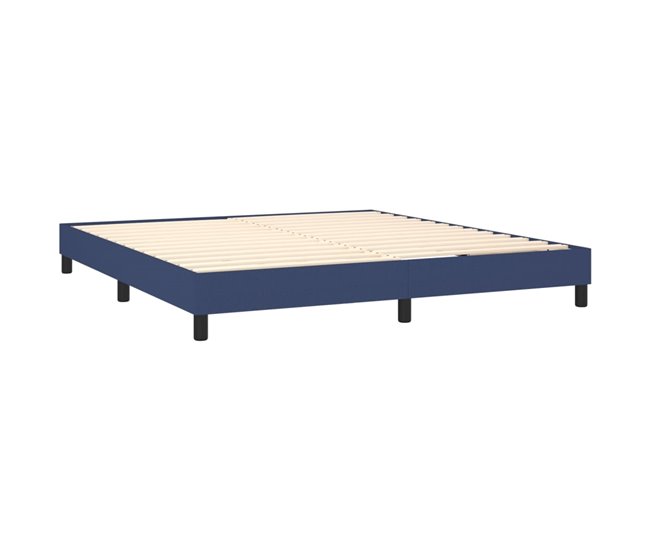 Conforama Cama Box Spring Con Colchón Tela Azul 160x200 Cm Diseño De Botones