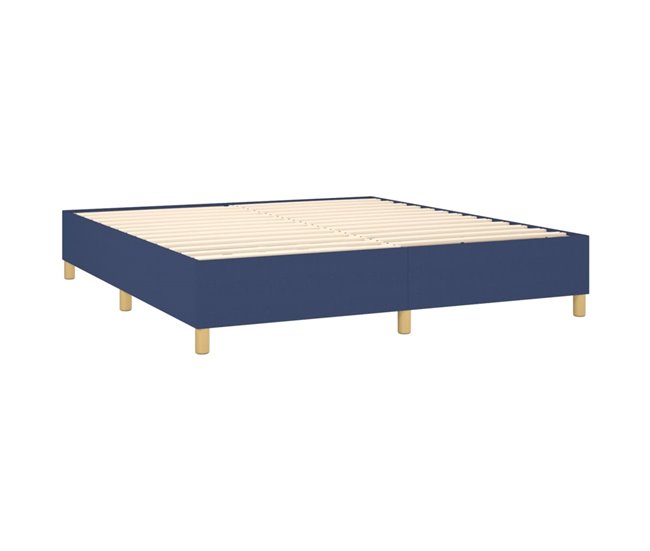 Conforama Cama Box Spring Con Colchón Tela Azul 180x200 Cm Diseño Plano