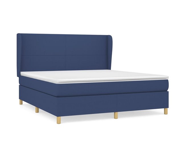 Conforama Cama box spring con colchón tela azul 180x200 cm Diseño plano