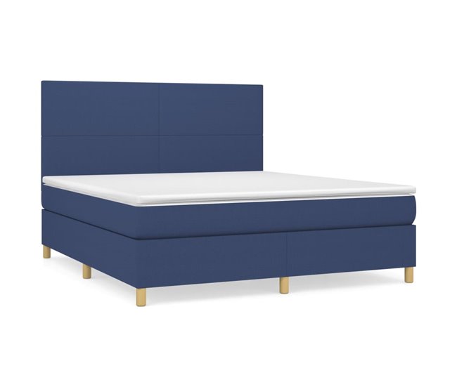 Conforama Cama box spring con colchón tela azul 180x200 cm Diseño plano