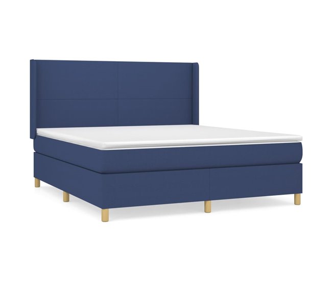 Conforama Cama box spring con colchón tela azul 180x200 cm Diseño plano