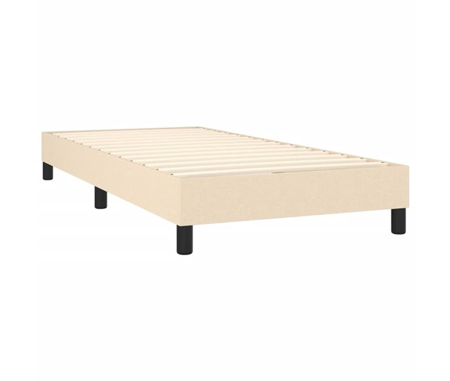 Conforama Cama Box Spring Con Colchón Tela Color Crema 100x200 Cm Bloques Con Cuadros