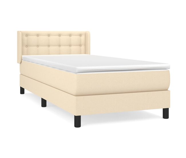 Conforama Cama box spring con colchón tela color crema 100x200 cm Botones
