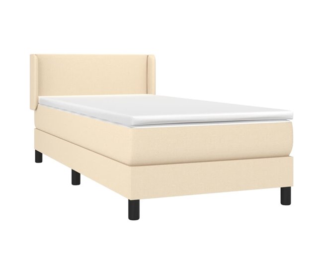 Conforama Cama Box Spring Con Colchón Tela Color Crema 100x200 Cm Diseño Plano