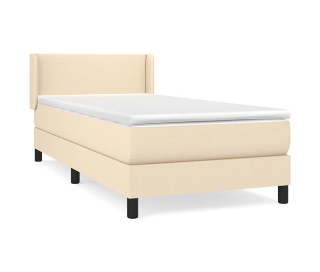 Conforama Cama box spring con colchón tela color crema 100x200 cm Diseño plano