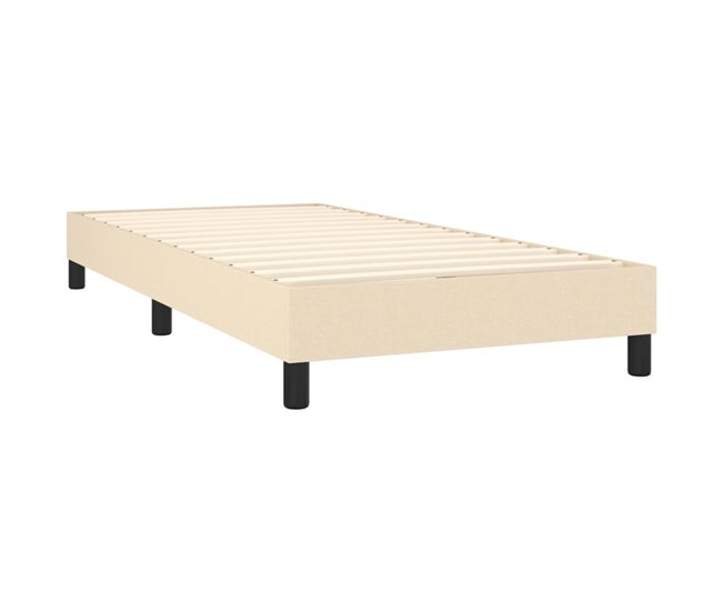 Conforama Cama Box Spring Con Colchón Tela Color Crema 100x200 Cm Rayas Horizontales