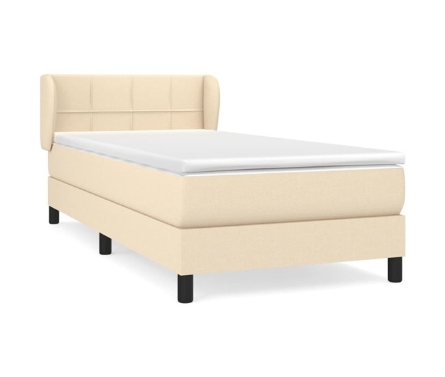 Conforama Cama box spring con colchón tela color crema 100x200 cm Bloques con cuadros