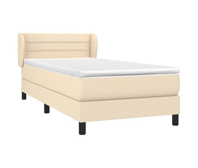Conforama Cama Box Spring Con Colchón Tela Color Crema 100x200 Cm Rayas Horizontales