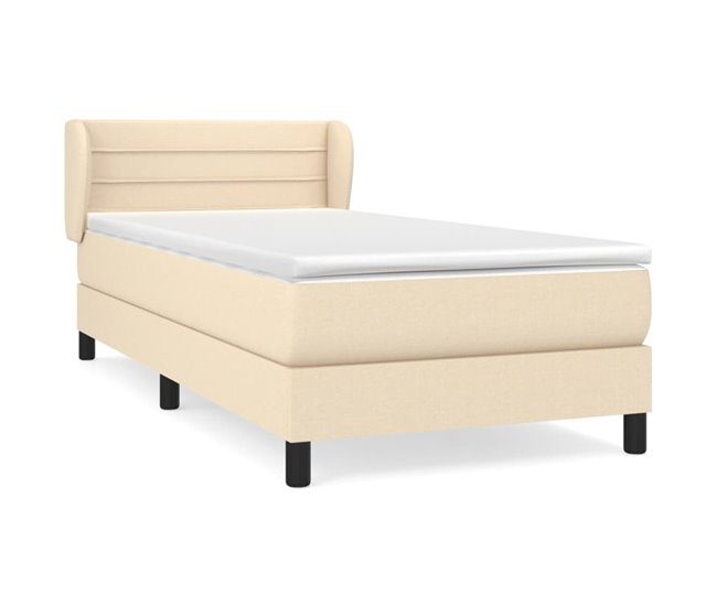 Conforama Cama box spring con colchón tela color crema 100x200 cm Rayas horizontales