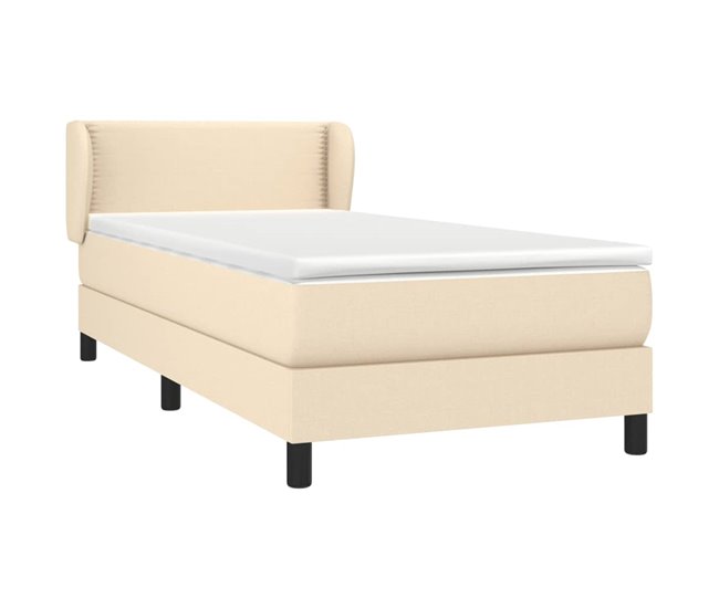 Conforama Cama Box Spring Con Colchón Tela Color Crema 100x200 Cm Liso Con Clavos