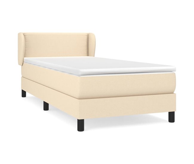 Conforama Cama box spring con colchón tela color crema 100x200 cm Liso con clavos