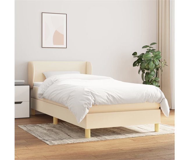 Conforama Cama Box Spring Con Colchón Tela Color Crema 100x200 Cm Diseño Plano