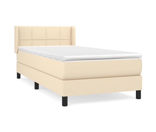 Conforama Cama box spring con colchón tela color crema 100x200 cm Bloques con cuadros