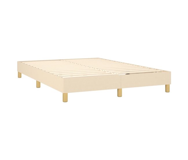 Conforama Cama Box Spring Con Colchón Tela Color Crema 140x190 Cm Diseño De Botones