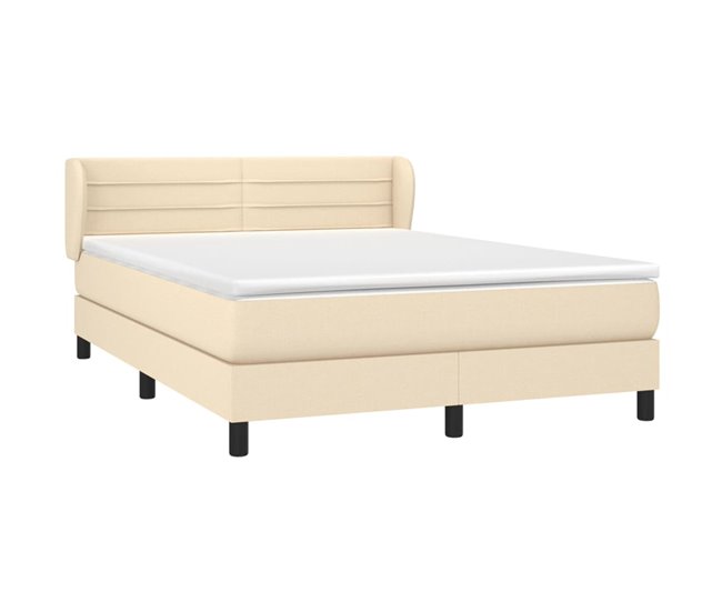 Conforama Cama Box Spring Con Colchón Tela Color Crema 140x190 Cm Rayas Horizontales