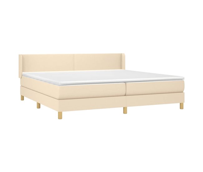 Conforama Cama Box Spring Con Colchón Tela Color Crema 200x200 Cm Diseño Plano