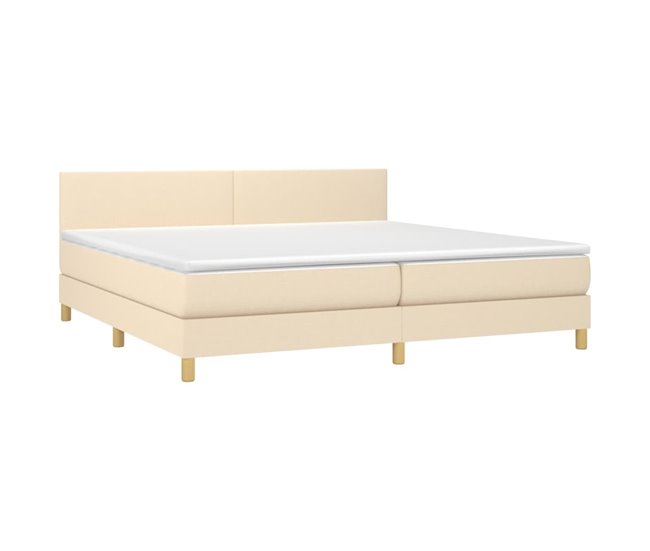 Conforama Cama Box Spring Con Colchón Tela Color Crema 200x200 Cm Diseño Plano