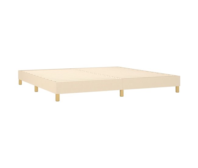 Conforama Cama Box Spring Con Colchón Tela Color Crema 200x200 Cm Rayas Horizontales